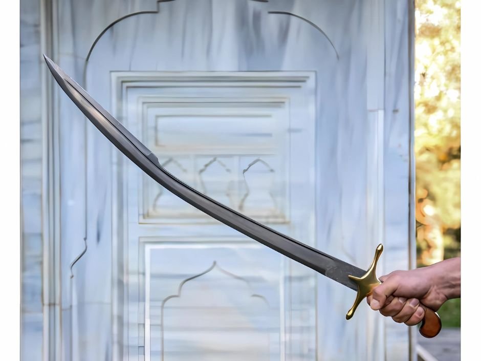 sword guy holding persian sword replica